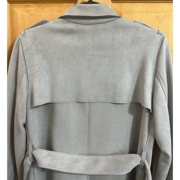 NWOT, T Tahari Women’s Taupe Faux Suede Size Small Long Coat - Picture 9 of 16